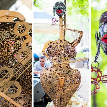 Металева жінка-контрабас 