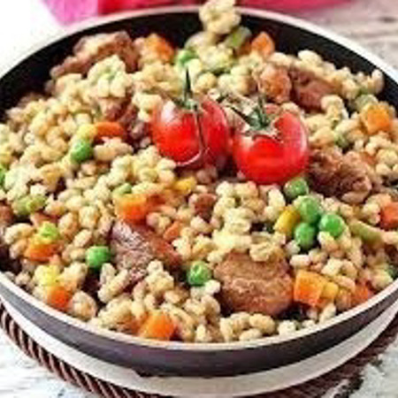 Перлова каша із зеленими овочами 