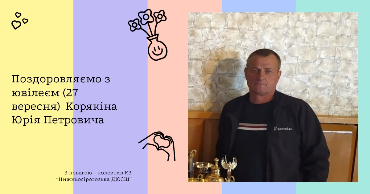 Поздоровляємо з ювілеєм (27 вересня) Корякіна Юрія Петровича